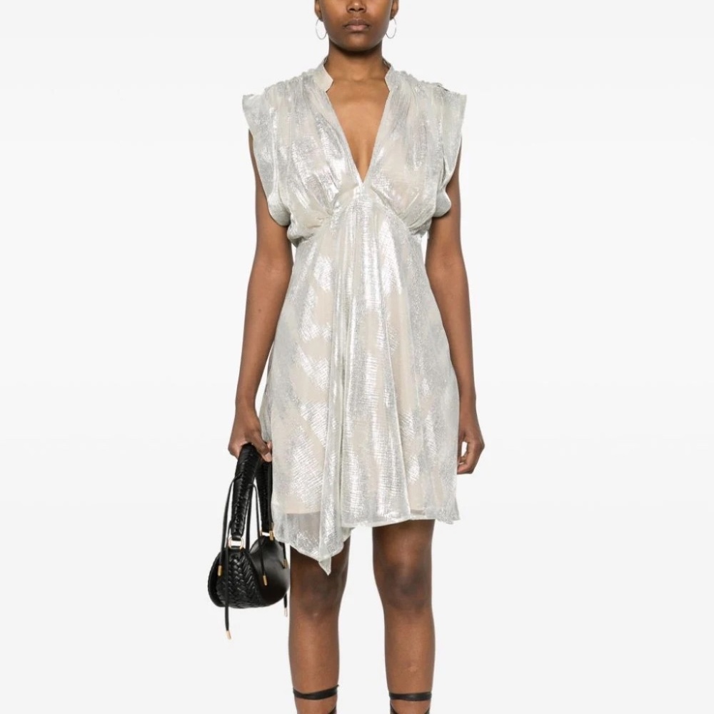 IRO Brandi silver metallic dress NWT $395 Size 34